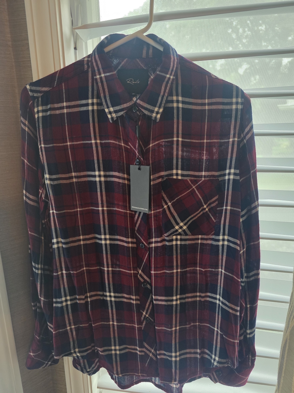 Rails Burgundy and Navy Plaid Button-Down Shirt